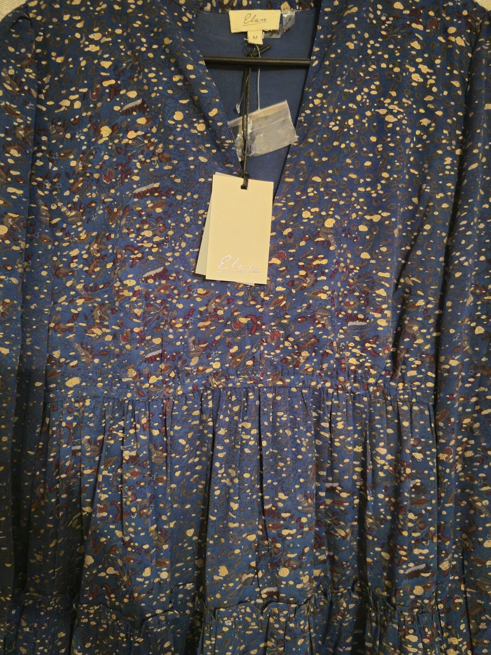 NWT Elan Sapphire Paisley Chiffon Lurex Maxi Dress Size Med. - Picture 6 of 6